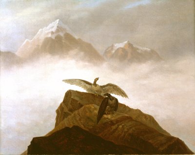 Adelaars landen op een Alpenpiek door Karl Gustav Carus